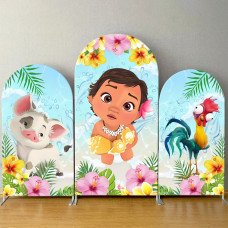 Disney Theme Baby Moana Arch Backdrop Cover for Baby Shower Girl Birthday Party Decor