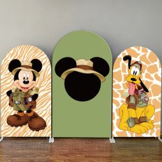 Safari Mickey Adventure Theme Arch Backdrop Cover for Boys Birthday Party