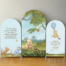 Winnie The Pooh Arch Backdrop Cover Custom Text Disney Forest Cartoon Kids Birthday Party Decor