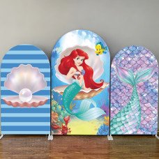 The Little Mermaid Princess Ariel Arch Backdrop Cover for Girl Birthday Party Decor