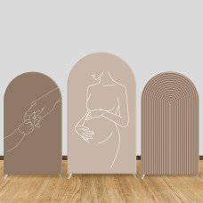 JY71  Minimalist Pregnant Woman Line Art Arch Backdrop Cover Elastic Fabric Boho Baby Shower Decoration