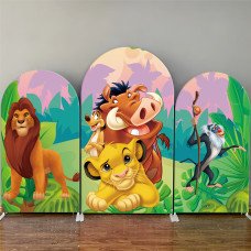 JY09  Lion King Arch Backdrop Cover Elastic Fabric Tropical Jungle Themed Party Decoration for Kids Birthday Baby Shower