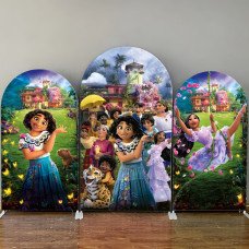 JY16  Encanto Family Arch Backdrop Cover Elastic Fabric Tropical Colombian Themed Party Decoration for Kids Birthday