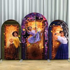 JY16  Encanto Character Door Arch Backdrop Cover Elastic Fabric Camilo Isabela Luisa Themed Party Decoration