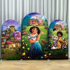 JY16  Encanto Casita Arch Backdrop Cover Elastic Fabric Tropical Garden Themed Party Decoration for Kids Birthday Celebration