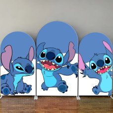 JY23  Classic Stitch Blue Arch Backdrop Cover Elastic Fabric Cartoon Character Themed Party Decoration for Kids Birthday Baby Shower