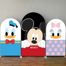 JY32   Mickey Donald Daisy Arch Backdrop Cover Elastic Fabric Cartoon Kids Birthday Party Decoration