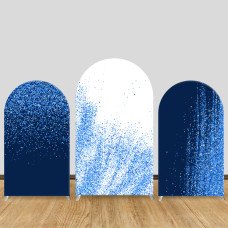 JY46   Blue Gold Glitter Gradient Arch Backdrop Cover Elastic Fabric Elegant Wedding Birthday Party Decoration