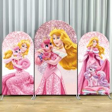 JY47  Sleeping Beauty Aurora Princess Pink Glitter Arch Backdrop Cover Elastic Fabric Girls Birthday Wedding Decoration
