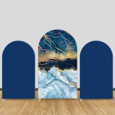 JY55  Blue Gold Marble Arch Backdrop Cover Elastic Fabric Luxury Wedding Birthday Party Decoration