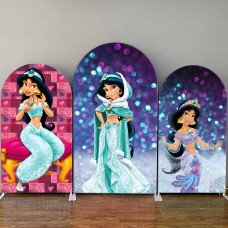 JY59  Princess Jasmine Sparkle Arch Backdrop Cover Elastic Fabric Arabian Themed Party Decoration for Girls Birthday Princess Party