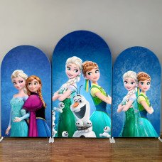 JY61  Frozen Elsa Anna Olaf Arch Backdrop Cover Elastic Fabric Ice Themed Kids Birthday Party Decoration