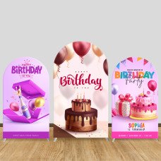 JY70  Champagne Cake Happy Birthday Arch Backdrop Cover Elastic Fabric Balloon Themed Adult Birthday Party Decoration