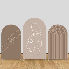 JY71  Pregnant Woman Line Art Arch Backdrop Cover Elastic Fabric Neutral Baby Shower Party Decoration