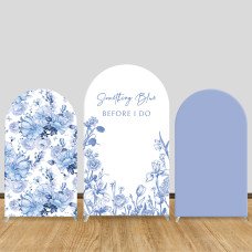 JY73  Blue Floral Something Blue Arch Backdrop Cover Elastic Fabric Vintage Wedding Bridal Shower Decoration
