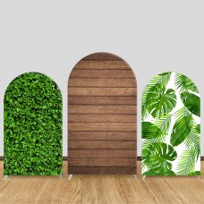 JY80  Greenery Wood Tropical Leaf Arch Backdrop Cover Elastic Fabric Rustic Wedding Birthday Party Decoration