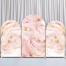 JY83   Pink Gold Marble Arch Backdrop Cover Elastic Fabric Luxury Wedding Birthday Party Decoration