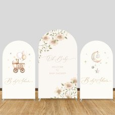 JY88 Floral Baby Stroller Oh Baby Arch Backdrop Cover Elastic Fabric Neutral Baby Shower Decoration
