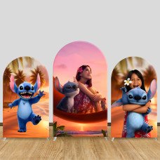 JY1001 Lilo & Stitch Sunset Beach Arch Backdrop Cover, Elastic Fabric Arch for Kids Birthday, Hawaiian Themed Party Decoration
