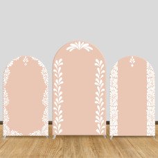 JY1010 Blush Pink Minimalist Floral Arch Backdrop Cover, Elastic Fabric Arch for Wedding & Baptism, Elegant Party Decoration