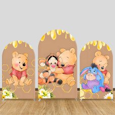 JY1015 Winnie the Pooh & Friends Honeycomb Arch Backdrop Cover, Elastic Fabric Arch for Kids Birthday, Baby Shower Party Decoration