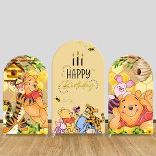 JY1016 Winnie the Pooh & Friends Themed Arch Backdrop Cover, Elastic Fabric Arch for Kids Birthday, Baby Shower Party Decoration