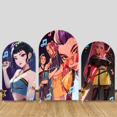 JY1018 Neon Cool Girl Group Arch Backdrop Cover, Elastic Fabric Arch for Teen Birthday, Pop Music Themed Party Decoration