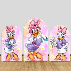 JY1019 Daisy Duck Themed Arch Backdrop Cover, Elastic Fabric Background for Girls Birthday & Baby Shower