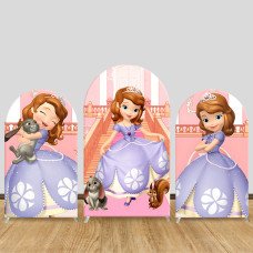 JY1030 Sofia the First Themed Arch Backdrop Cover, Elastic Fabric Background for Girls Birthday & Princess Party