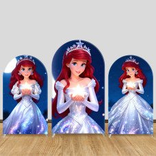 JY1042  Ariel The Little Mermaid Starry Night Arch Backdrop Cover, Elastic Fabric Background for Girls Birthday & Ocean Party
