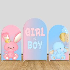 JY1044  Pink and Blue Gender Reveal Arch Backdrop Cover, Elastic Fabric Background for Baby Shower & Gender Party