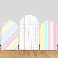 JY1046  Pastel Stripes Macaron Style Arch Backdrop Cover, Elastic Fabric Background for Baby Shower & Gender Reveal Party