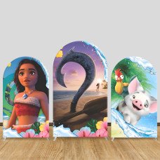 JY1051  Moana Ocean Adventure Arch Backdrop Cover, Elastic Fabric Background for Girls Themed Party