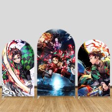 JY1054  Demon Slayer Tanjiro Arch Backdrop Cover, Elastic Fabric Background for Anime Fans Party