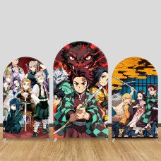 JY1054  Demon Slayer Hashira Team Arch Backdrop Cover, Elastic Fabric Background for Anime Themed Party