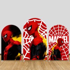 JY1058  Stylish Comic Spider-Man Arch Backdrop Cover, Elastic Fabric Background for Superhero Party