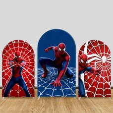 JY1059  Classic Web Action Spider-Man Arch Backdrop Cover, Elastic Fabric Background for Boys Birthday Party