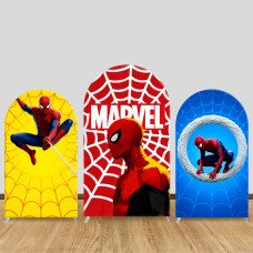 JY1065  Marvel Web Pattern Spider-Man Arch Backdrop Cover, Elastic Fabric Background for Superhero Themed Party