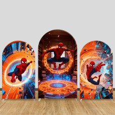 JY1069  Magic Portal Spider-Man Arch Backdrop Cover, Elastic Fabric Background for Sci-Fi Superhero Party