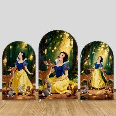 JY1077  Oil Painting Style Snow White Arch Backdrop Cover, Elastic Fabric Background for Artistic Princess Party