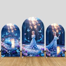 JY1095  Frozen Elsa Ice Garden Arch Backdrop Cover, Elastic Fabric Background for Girls Magical Party