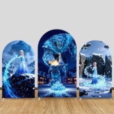 JY1096  Frozen Elsa & Ice Giant Arch Backdrop Cover, Elastic Fabric Background for Adventure Party