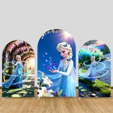 JY1100  Frozen Elsa Butterfly Enchanted Forest Arch Backdrop Cover, Elastic Fabric Background for Magical Nature Party