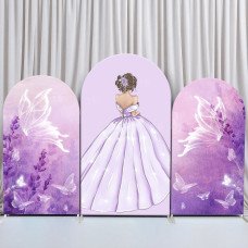 JY101 Purple Bride Butterfly Arch Backdrop Cover Elastic Fabric Romantic Wedding Bridal Shower Decoration