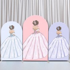 JY101 Pink Blue Bride Gown Arch Backdrop Cover Elastic Fabric Elegant Wedding Bridal Shower Decoration