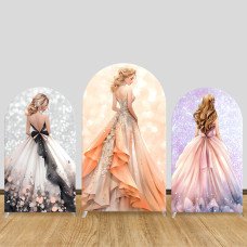 JY104   Luxury Bride Gown Arch Backdrop Cover Elastic Fabric Glitter Wedding Bridal Shower Decoration