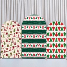 JY106  Christmas Fair Isle Reindeer Tree Arch Backdrop Cover Elastic Fabric Knit Themed Holiday Party Decoration