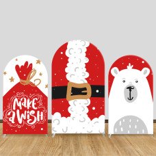 JY112  Santa Claus Make a Wish Arch Backdrop Cover Elastic Fabric Cute Christmas Kids Party Decoration