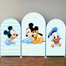 JY116  Baby Mickey Donald Duck Arch Backdrop Cover Elastic Fabric Blue Star Kids Birthday Baby Shower Decoration