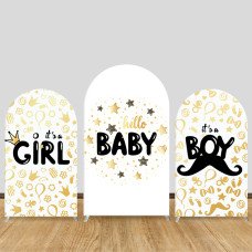 JY118  Gender Reveal Hello BABY Arch Backdrop Cover Elastic Fabric It's a Girl It's a Boy Party Decoration